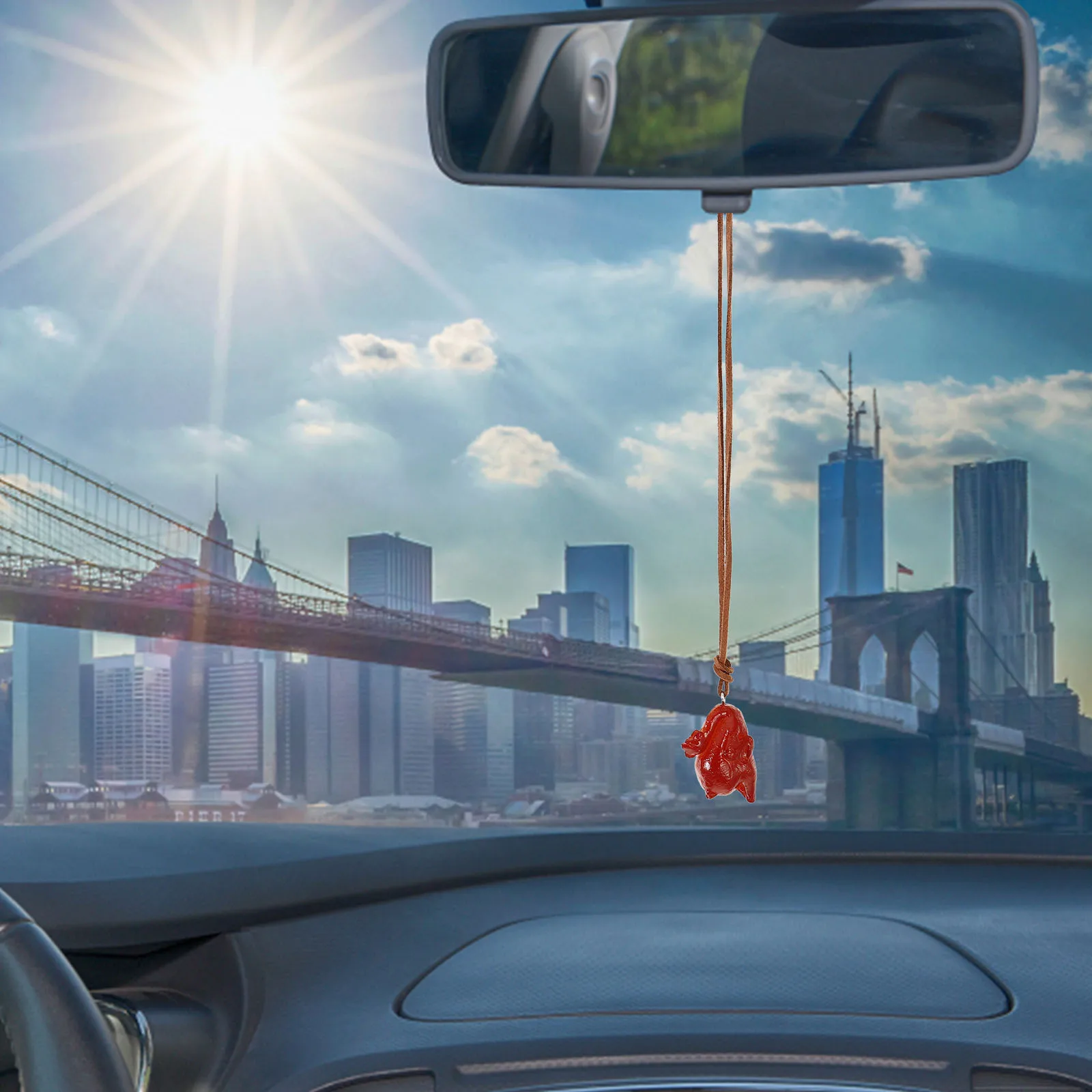 

2 Pcs Roasted Chicken Car Pendants Hanging Ornament Rear View Mirror Decor Accessories