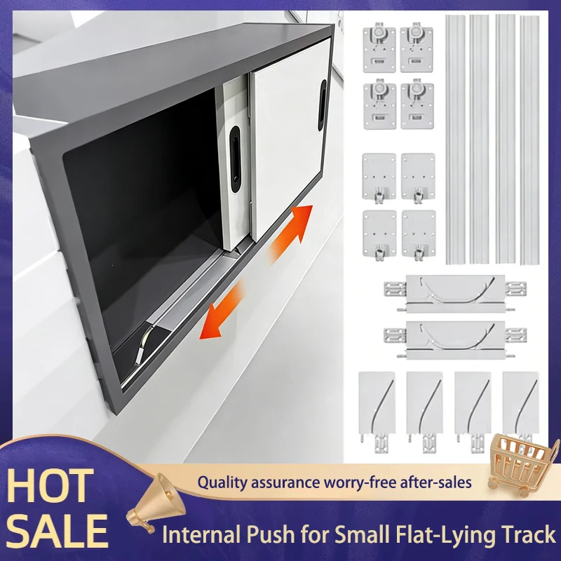 Smooth Quiet Sliding Door Hardware Push Pull Door Track Rail System For Bookcase Display Cabinet Wardrobe Hanging Cabinet