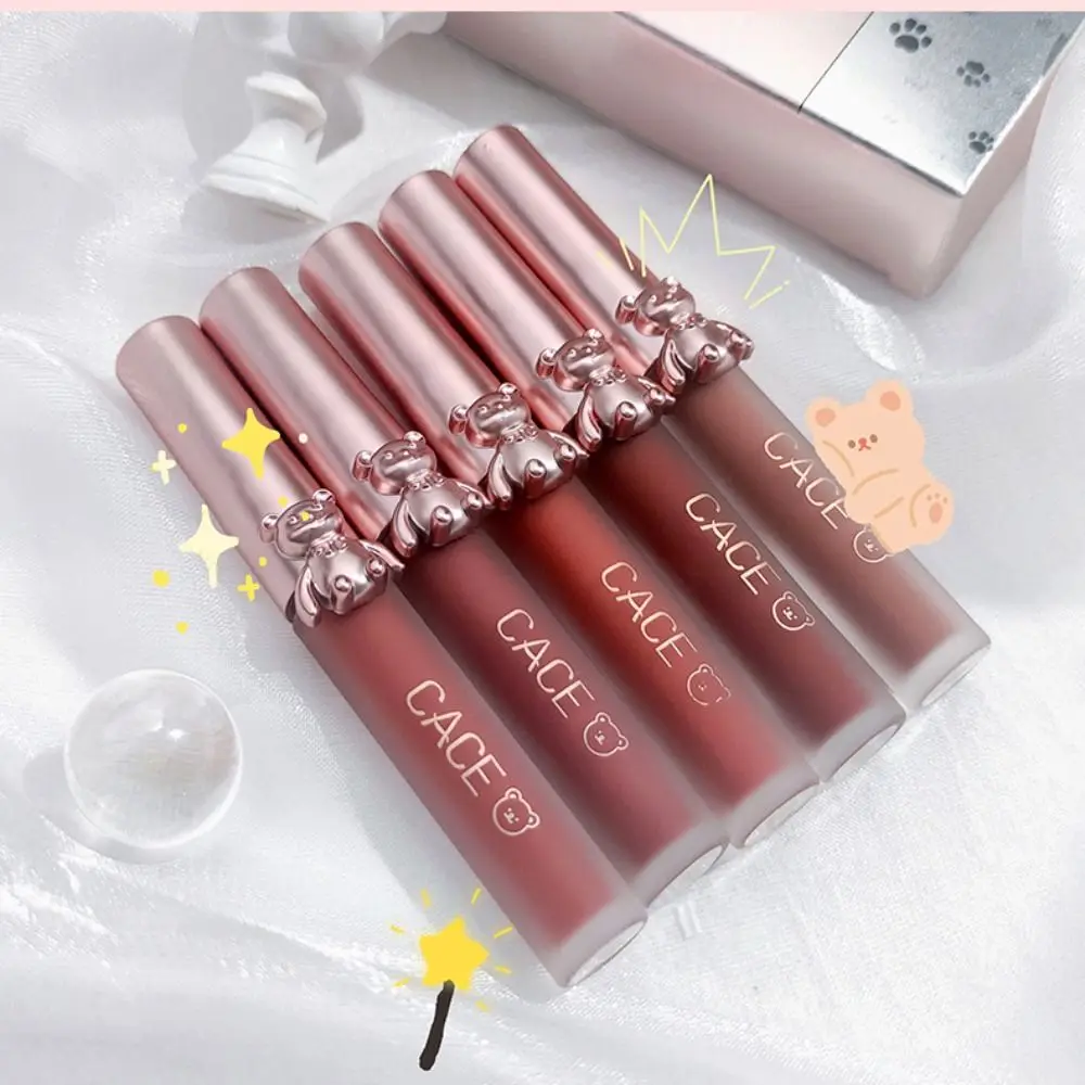 Sweet Bear Lip Glaze Girls Gift Long Lasting Smooth Makeup Tool Velvet Matte Lipgloss Lip Tint Mud Lipstick Set Lip Gloss