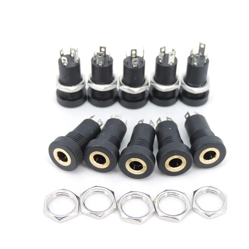 3.5MM 3/4Pin Audio Jack Socket Stereo 3 Pole 4 Pole Solder Panel Mount With Nut Connector Headphone Female Socket PJ-392A PJ392A