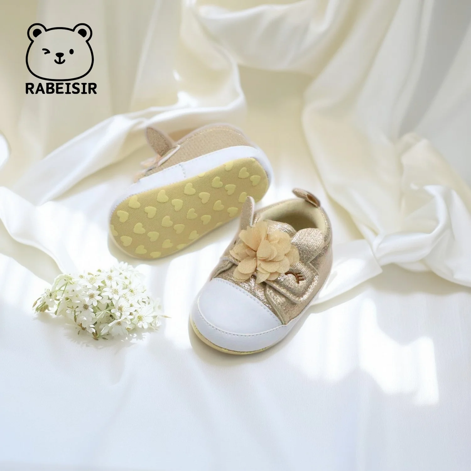 أحذية RABEISIR للأطفال، أحذية الأميرة، أحذية المشي للأطفال من عمر 6 إلى 12 إلى 18 شهرًا، نعل ناعم قابل للتنفس