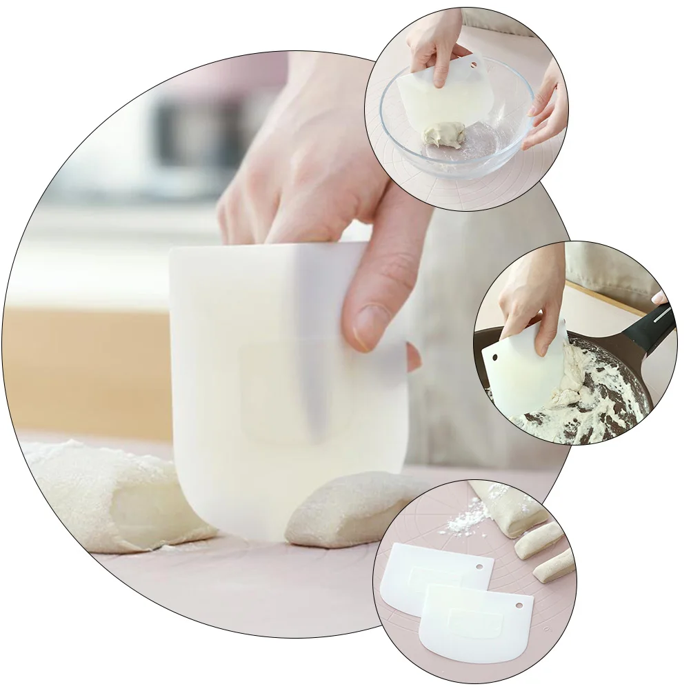 

1Set Plastic Dough Cutters Butter Scrapers Trapezoid Baking Spatulas White High Quality Dough Scraper Cream Spatula for Cake