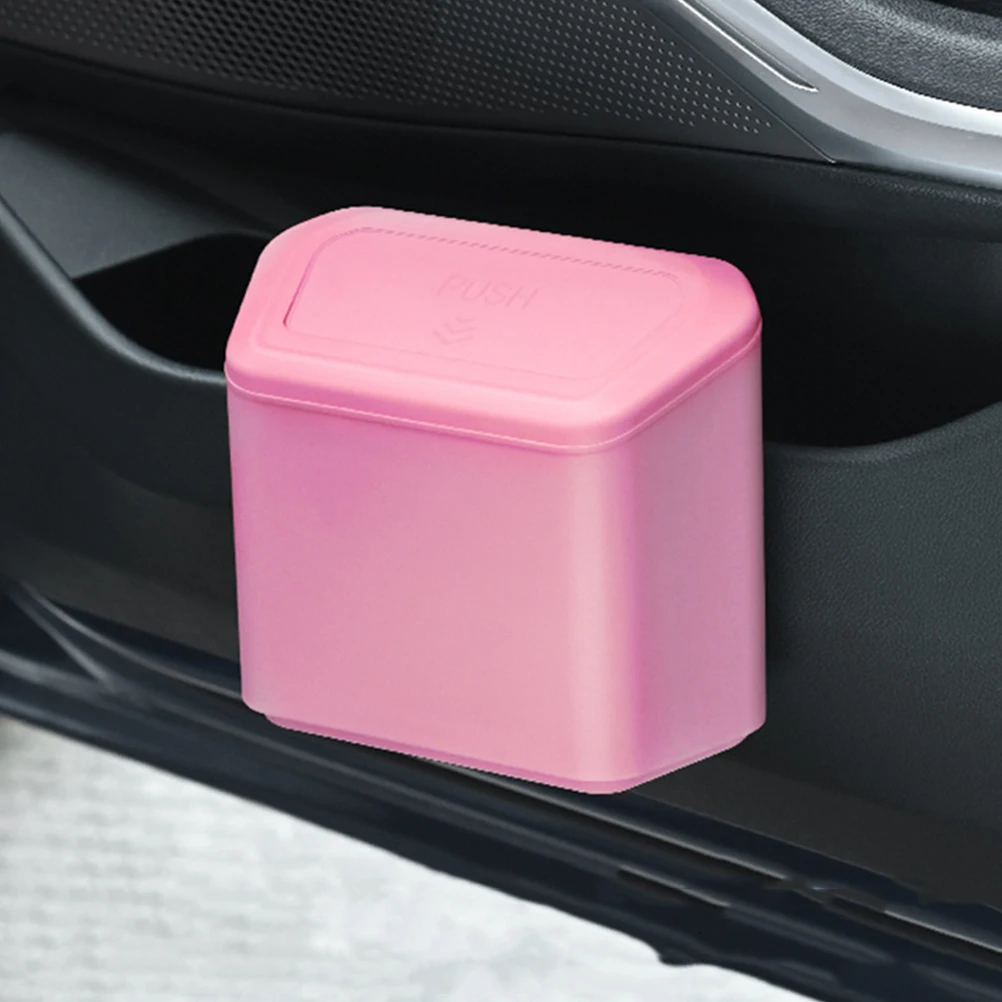 

Vehicle Car Trash Can Door Hanging Garbage Bin Durable Plastic Press Lid Portable Small Trash Container Car Garbage Bin