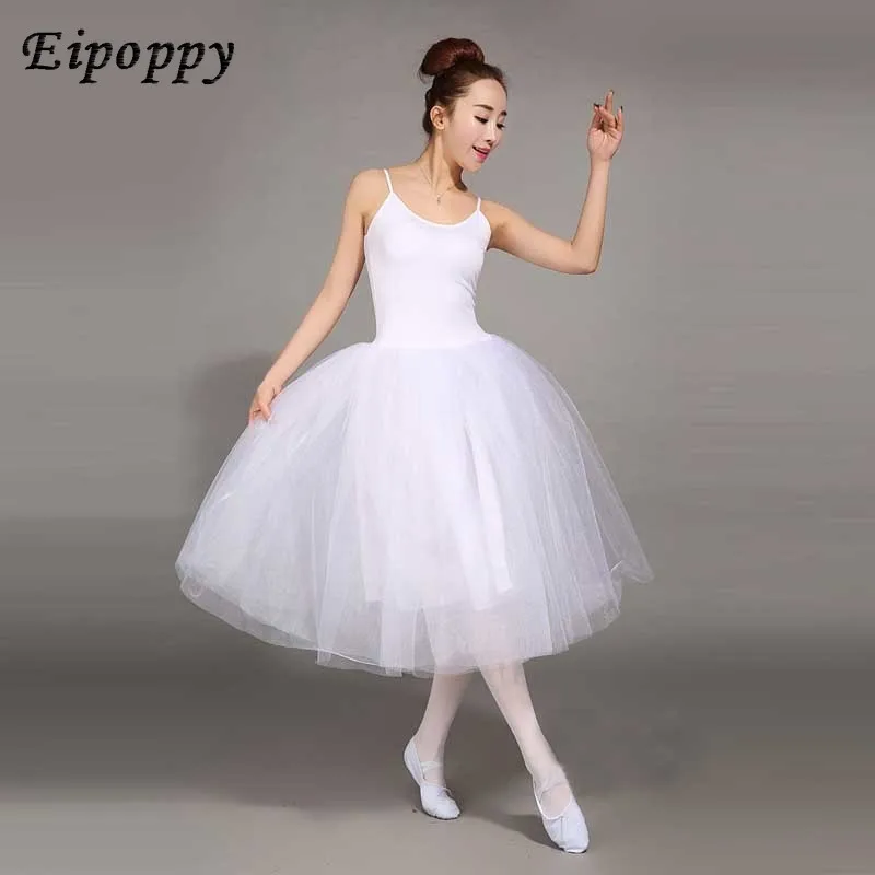 Tutu di balletto romantico per adulti gonna pratica di prova Costume da cigno per le donne abito lungo in Tulle bianco rosa nero colore balletto