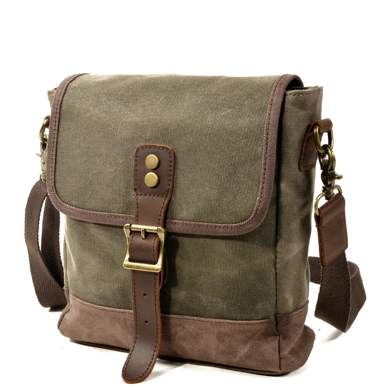 Olive Green waxed Canvas Everyday Purse Sling Shoulder Bag