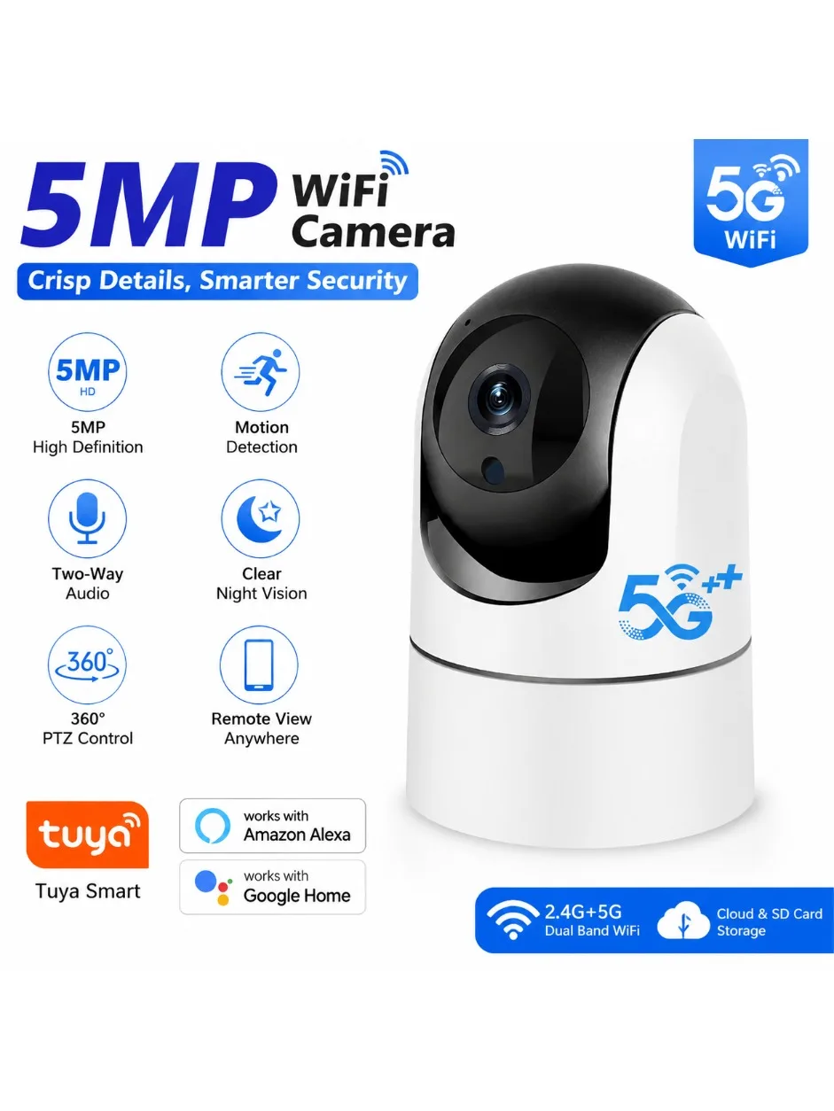 Kamera monitoringu dzieci Tuya 6MP, 5G WiFi, wewnętrzna kamera bezpieczeństwa z automatycznym śledzeniem, noktowizją IR i 6-krotnym zoomem, inteligentny monitoring domu. — 2