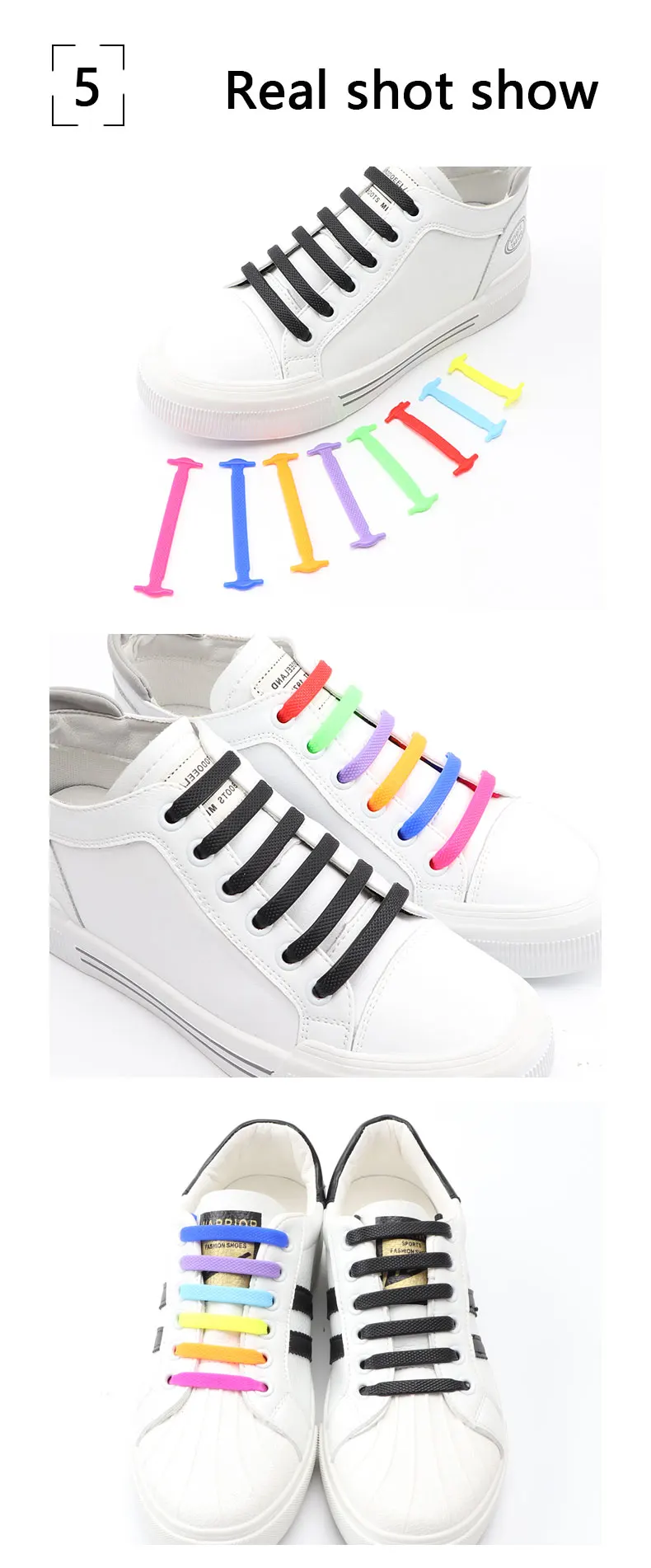 16 Stück/Set, modische Silikon-Schnürsenkel, elastisch, für Sneaker, Schnürsenkel ohne Schnürsenkel, für Kinder und Erwachsene, zum einfachen und schnellen Anziehen, Gummischnürsenkel. – Detail 8