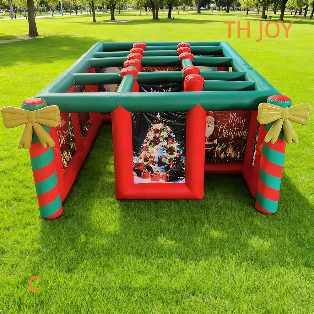 fast air shipping 6x4m big inflatable Christmas maze funny festival Santa Claus labyrinth games
