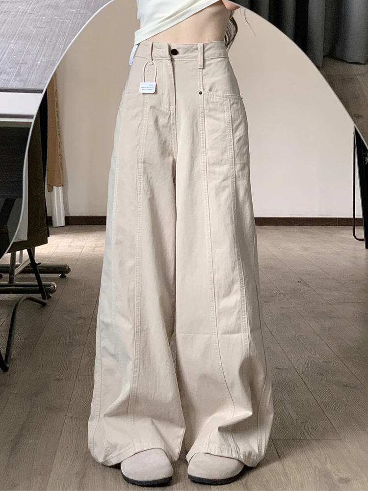 

Chestnut Workwear Jeans Women's High Waist Straight Leg Slimming Wide Leg Pants Lazy Loose Sle Commute All Seasons