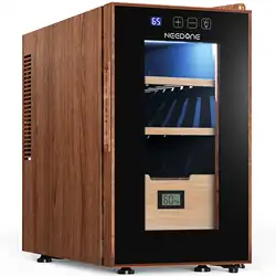 23L Electric Cigar Humidors, Temperature Control Cabinet with Spanish Cedar Wood Shelves & Drawer Hygrometer Freezing Appliances