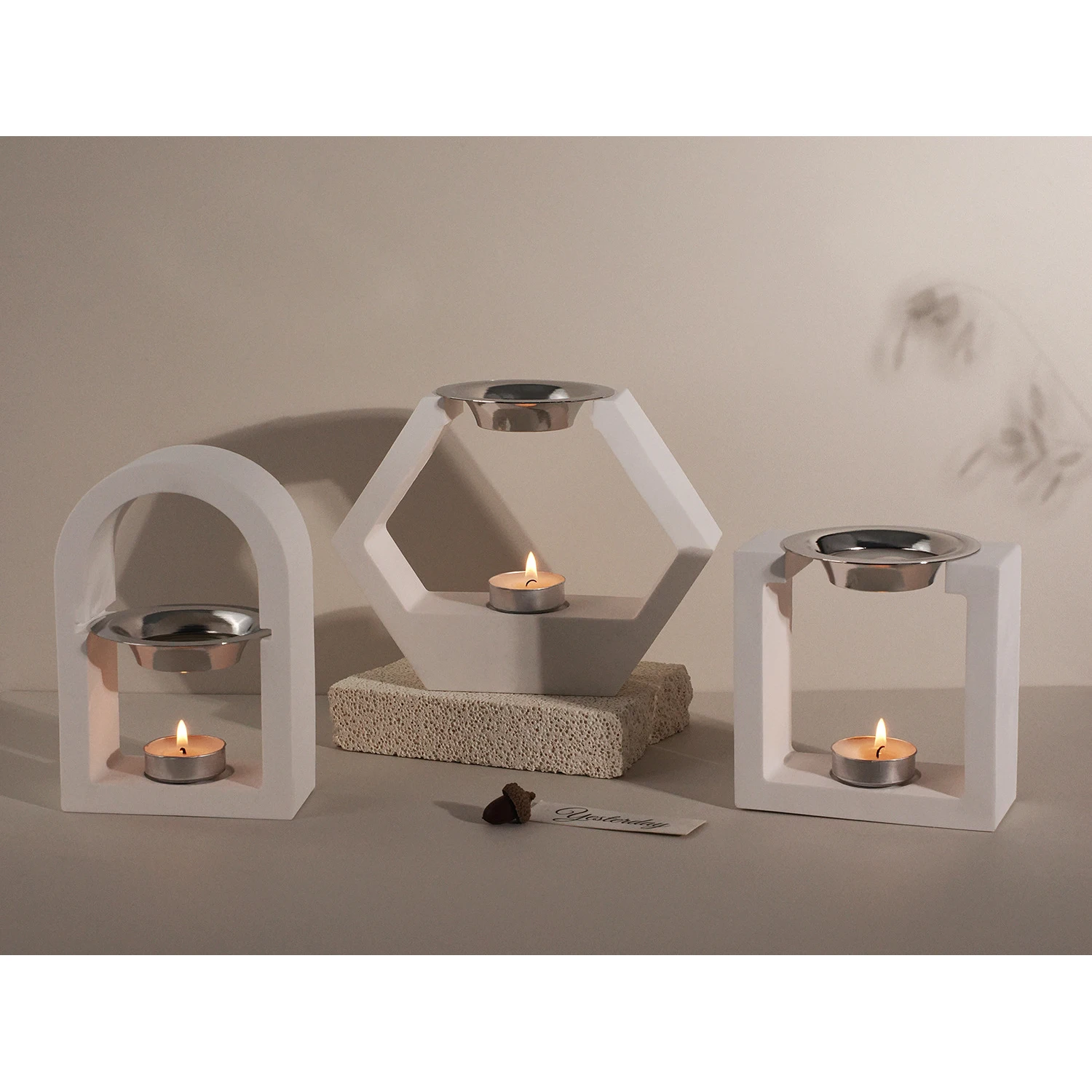 Square Hexagonal Arch Shaped Candle Holder Silicone Mold DIY Epoxy Resin Gypsum Aromatherapy Storage Mold Desktop Decoration