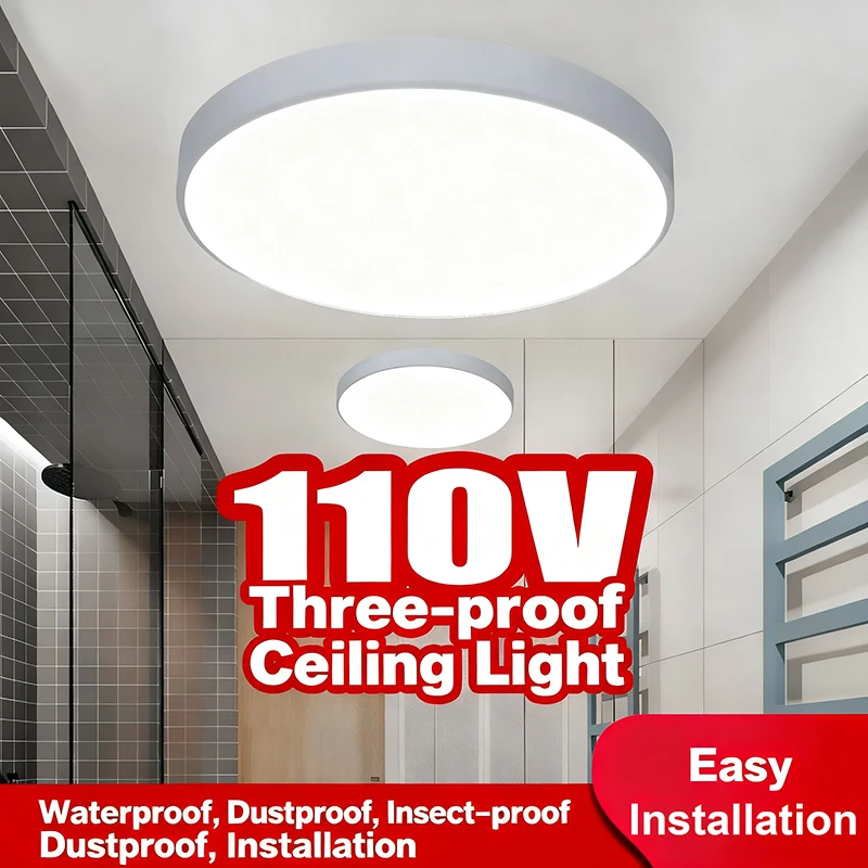 LED Ceiling Lamp Full Voltage 85-265V Waterproof Moisture-Proof Three-Proof for Toilets Bathrooms Kitchens Corridors