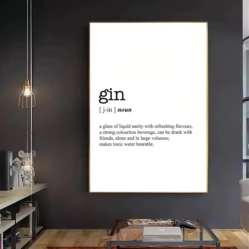 GIN Word Definition HD Wall Art Poster Funny Urban Dictionary Typography Quote Bar Kitchen Home Decor Gin Lover Gift