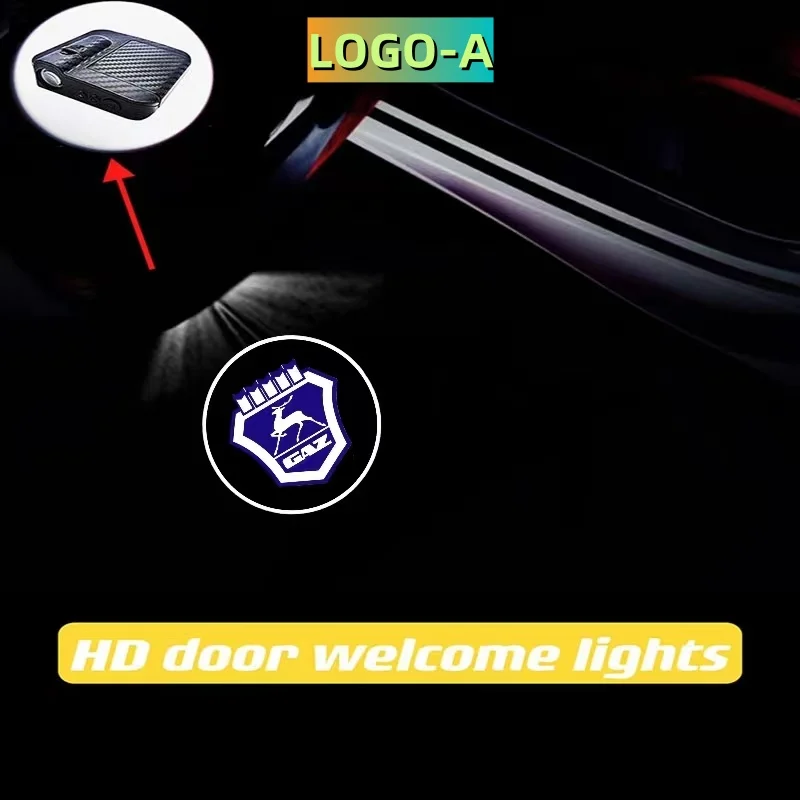 

2PCS For GAZ Cars Accessories Wireless Car Door Logo Projector Light LED HD Welcome Courtesy Ghost Shadow Projector Lamp Fit