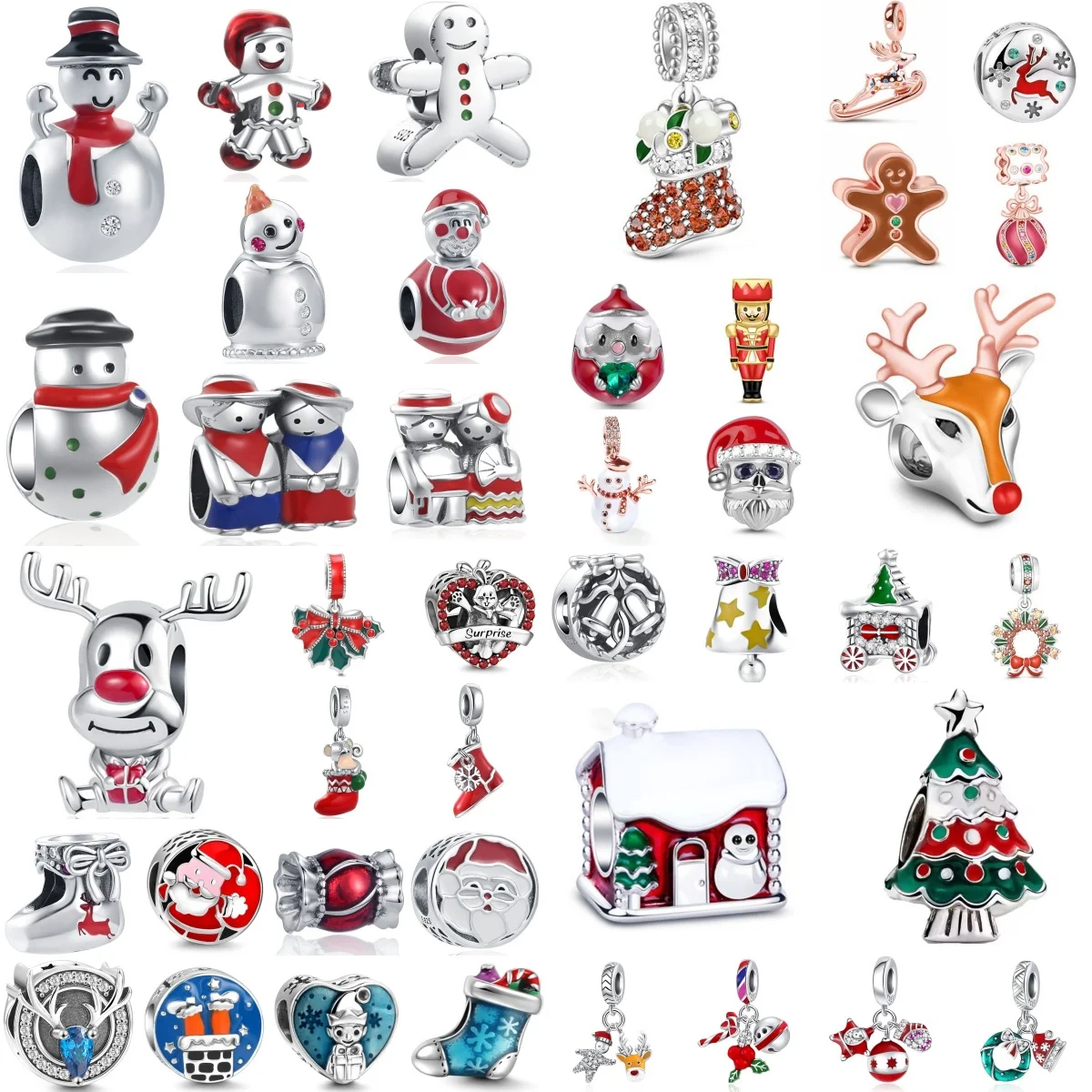 2026 Candy, Reindeer, Snowman, Christmas Socks 925 Silver Pendant Suitable for Original Bracelet Accessories DIY Women's Jewelry