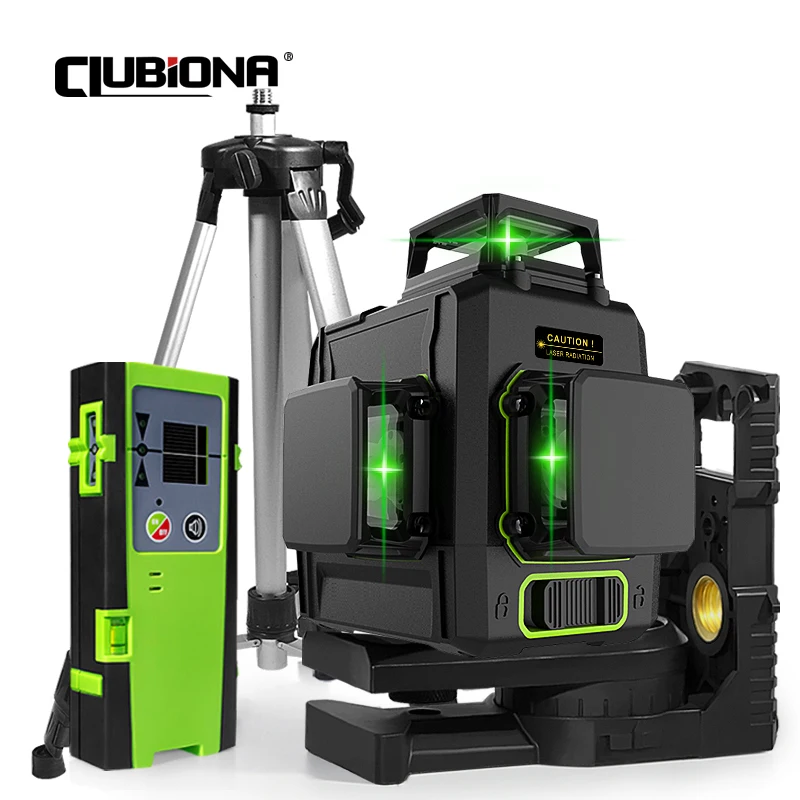 

CLUBIONA MD12G 12 Lines 3D Green Laser Level 360 degrees Auto Self-Leveling German Brand Laser Diode Horizontal Vertical Line