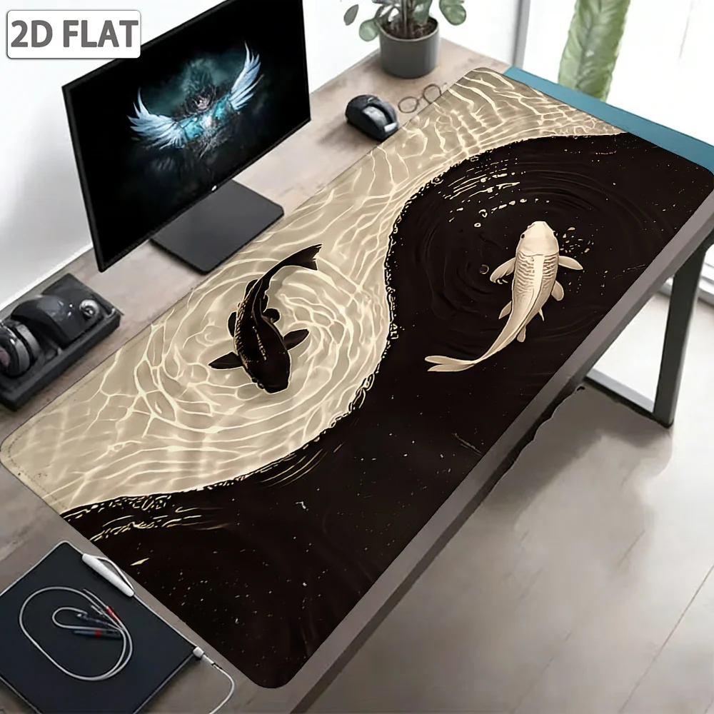 Durable Gaming Mouse Pad; Chinese Style Yin-Yang Taiji Koi Print Mouse Pad; Office and Home Desktop Mat; Smooth Gaming Mouse Pad