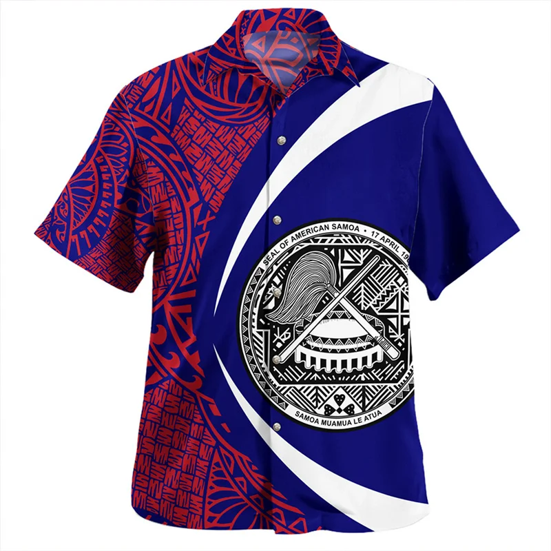 Summer Harajuku 3D Printed Polynesian Samoa Flag Shirts For Men Samoa Coat Of Arms Graphic Shirts & Blouses Fashion Women Shirts