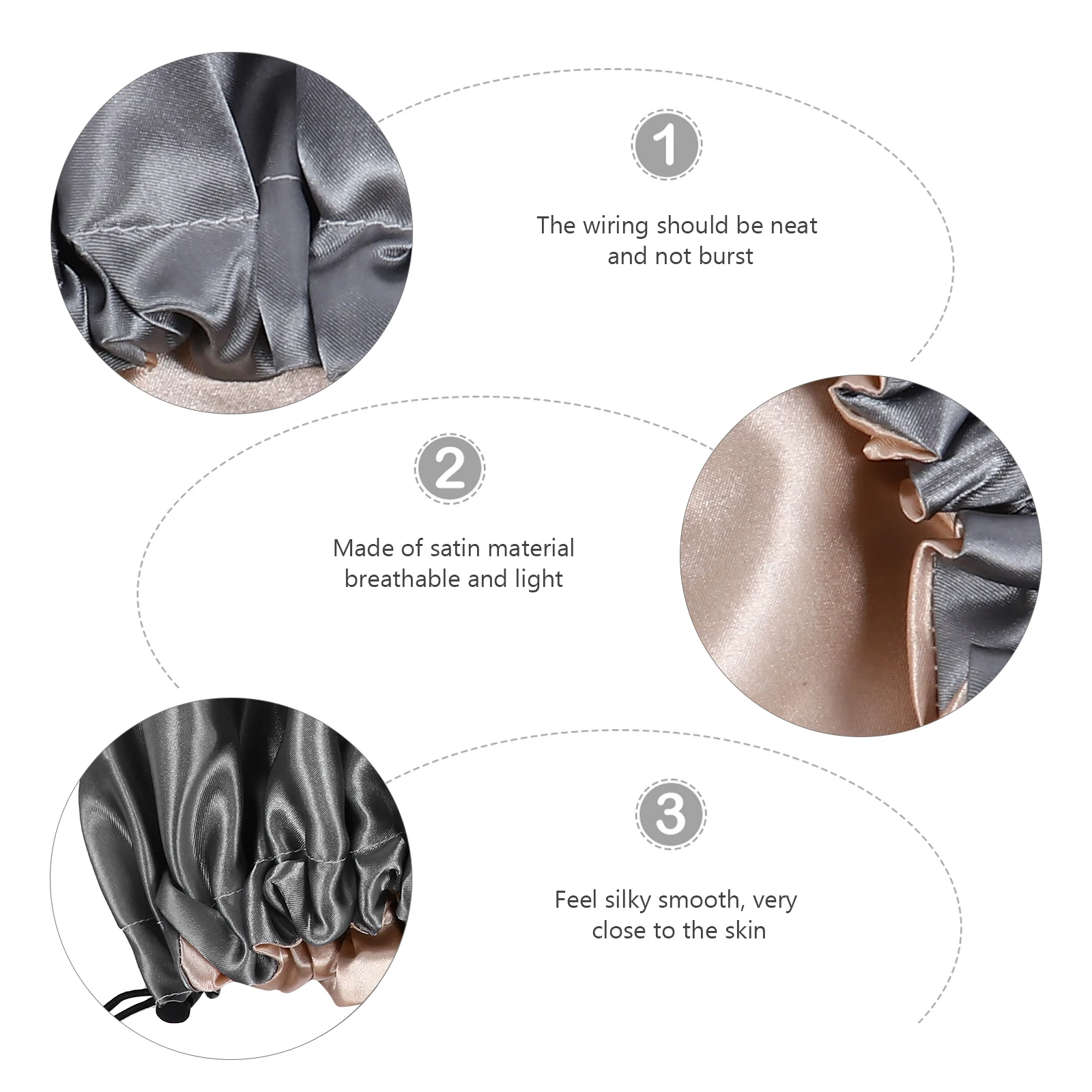 

Double Layer Satin Sleep Cap Adjustable Hair Bonnet For Night Sleeping Bathing Makeup Elastic Edge Fit All Hair Types