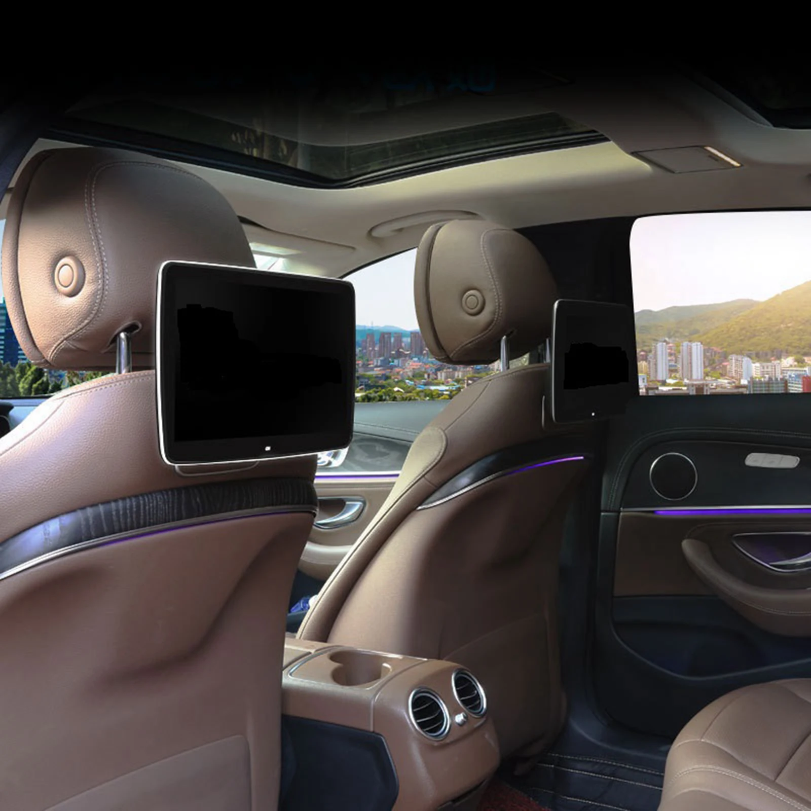 Custom 10.5 Inch Android 9.0 2+32GB Car Headrest  with IPS Touch Screen Split Screen RGB USB & TV Support