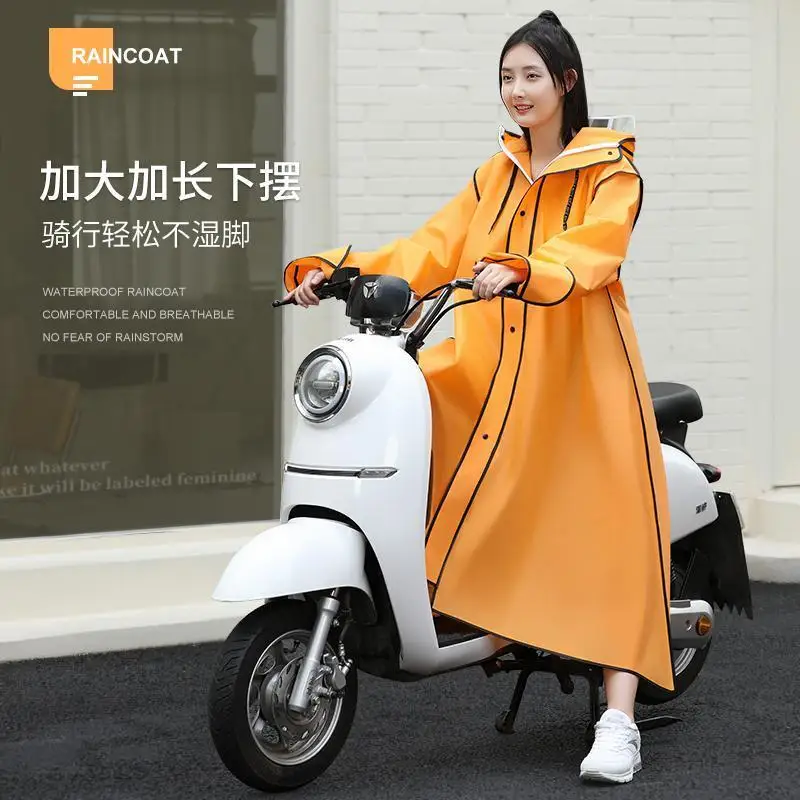 Cartoon raincoat electric car long full body rainstorm protection cycling hiking, battery bike bicycle backpack rain poncho