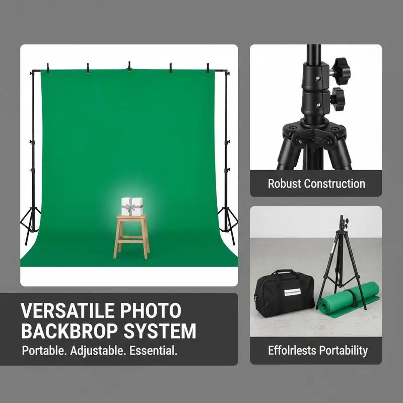 Backdrop Stand, 5 x 6.5 ft Adjustable Photo Backdrop Stand Kit, Portable Background Backdrop Stand with 3 Crossbars, Heavy Duty Projector Screen Stand, for Wedding, Photo Video Studio & Party - view 2