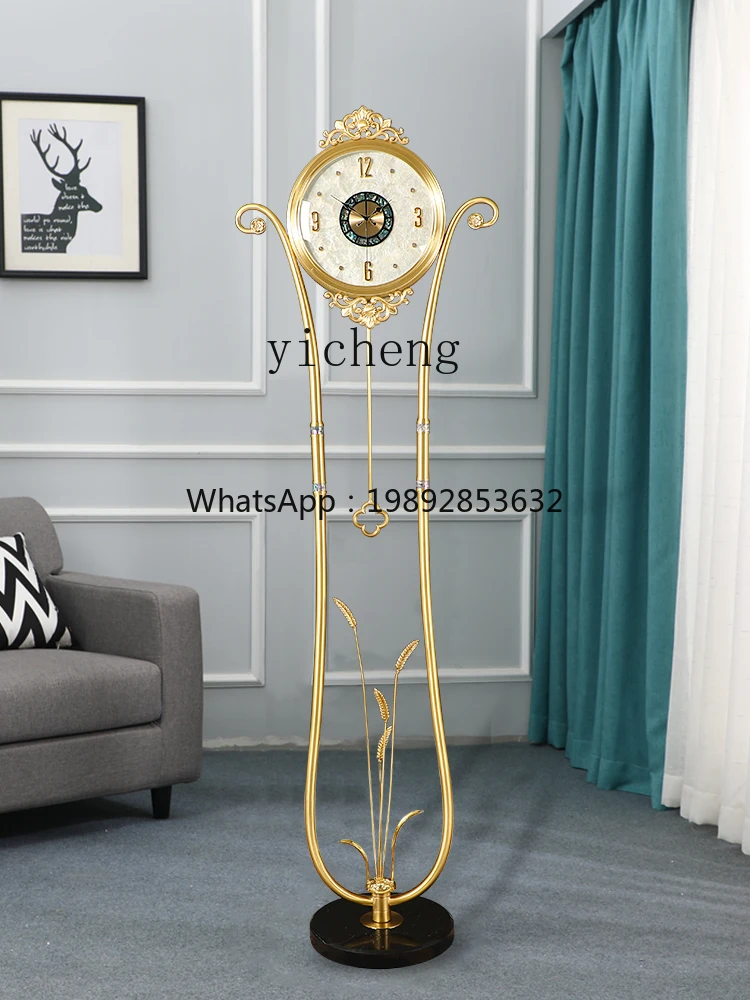 AB  Modern Light Luxury Floor Clock Living Room Brass Large Table Clock High-end Creative Vertical Clock