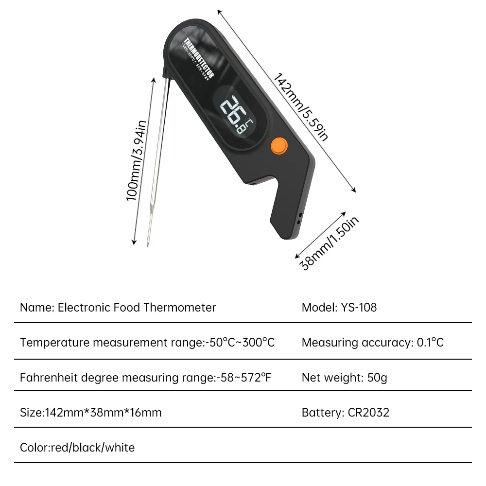 Termómetro Digital electrónico para alimentos, sonda lavable de medición rápida de temperatura para cocinar, barbacoa, herramientas de cocina,-50 ~ 300 ℃