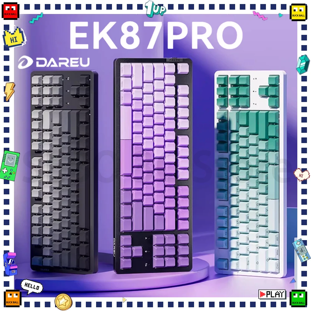 

Dareu Ek87pro Mechanical Keyboard Hot Swap Gasket RGB Three Mode Low Delay Wireless Gaming Keyboard Custom Pc Gamer Office Gift