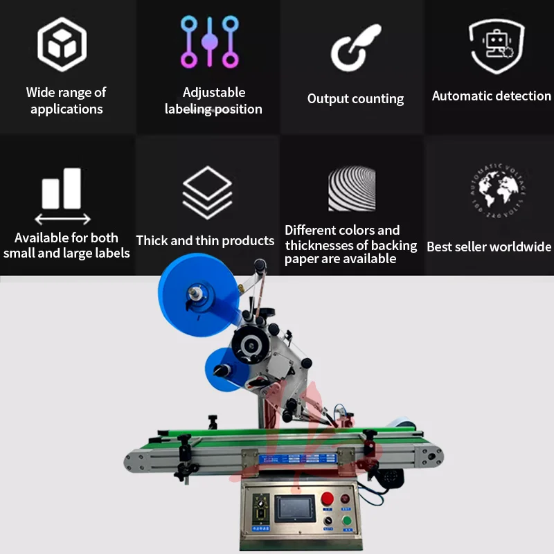 

LY-BTP200 Touch Screen Fully Automatic Flat Labeling Machine Anti-Counterfeit Labels Stickers Transparent with Conveyor Belt