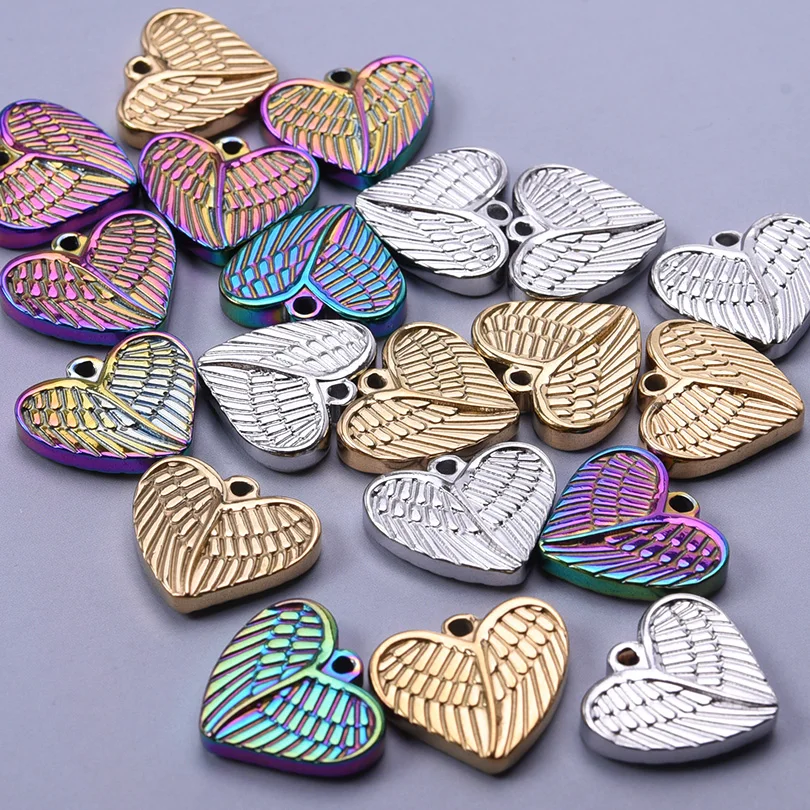 7pcs/Lot Love Wing Senior Pendant Colour Stainless Steel Pendants New In No Fading For Diy Necklace Jewelry Hand Making Findings image 2