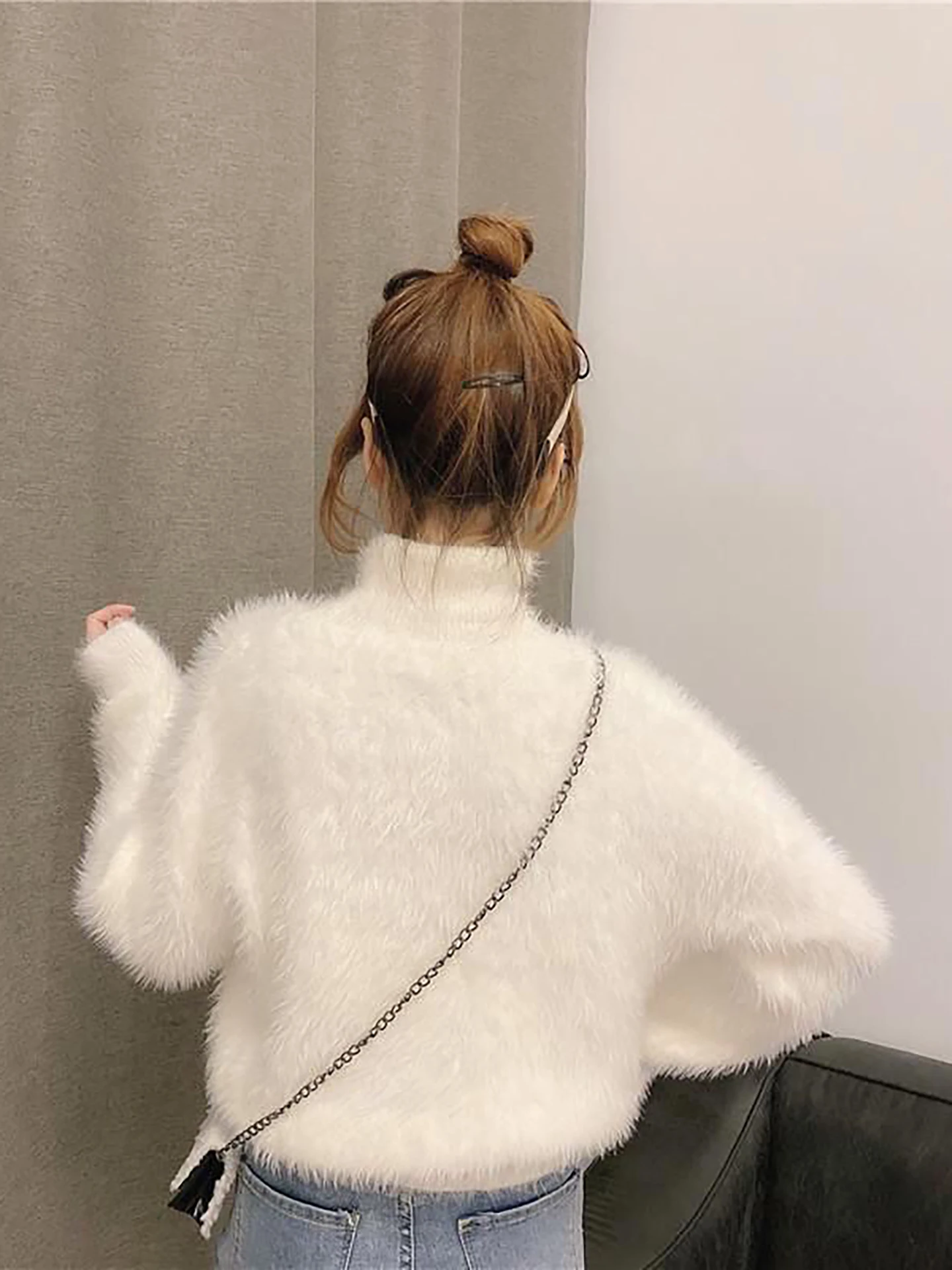 Zachte hoge kraag nertsen imitatie gebreide trui dames herfst winter slim fit warme basislaag irt innerlijke slijtage top