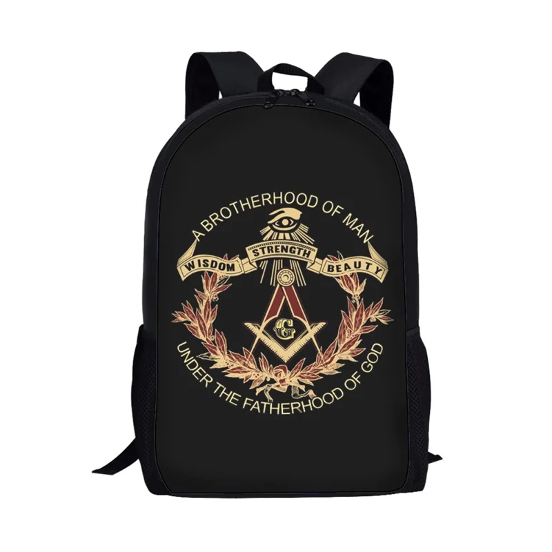 Freemasonry Print Backpack Fashion Travel Laptop Backpacks for College Student Kids Masonic Freemason Large Casual School Bags