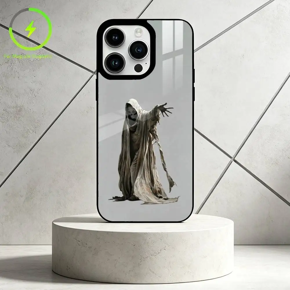 H-Horror skeleton Phone Case For iPhone 17 16 15 14 13 12 Pro Max Plus for Mirror Wireless Magnetic Cover