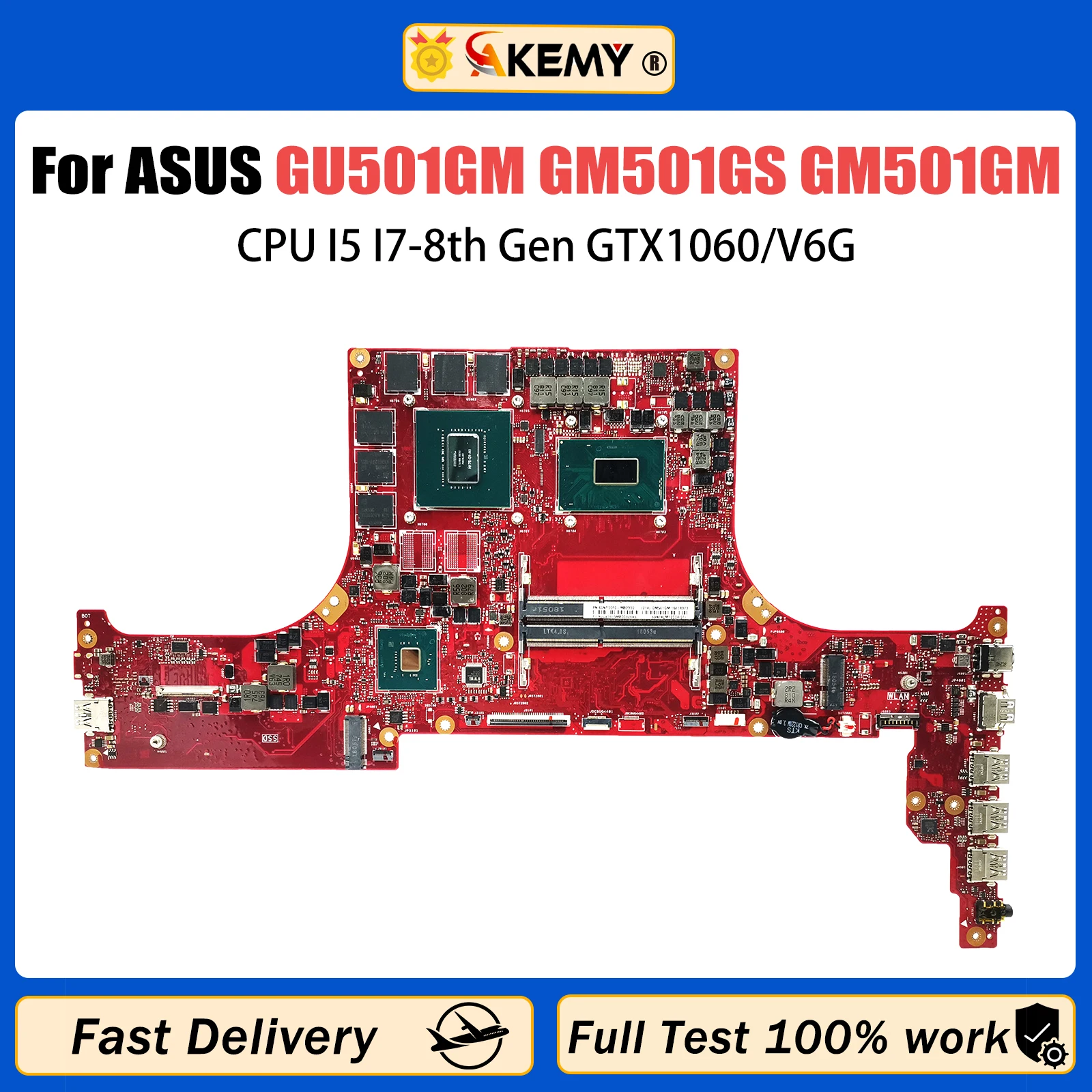 Akemy GM501GM Laptop Moederbord Voor ASUS ROG GU501GM GU501GS GU501G GM501G Moederbord I7-8750H CPU GTX1060-6G