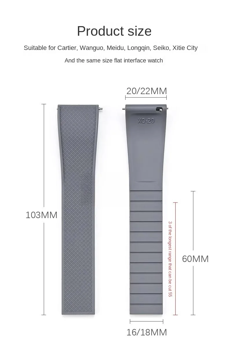 

Новый дизайн CTS фторкаучуковый ремешок для часов 20 мм 22 мм быстросъемный ремешок с пряжкой-бабочкой ремешок для часов FKM ремешок для отрезания размера