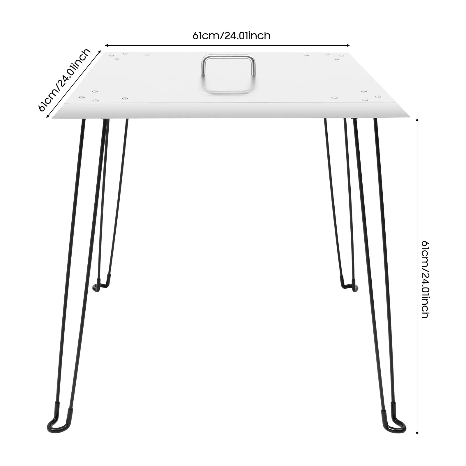 61*61*61cm Fire Pit Heat Deflector Outdoor Fire Pit Cover Stainless Steel Shield with Rounded Corners and  Four Stable Feet for Any Round or Rectangular Fire Pit