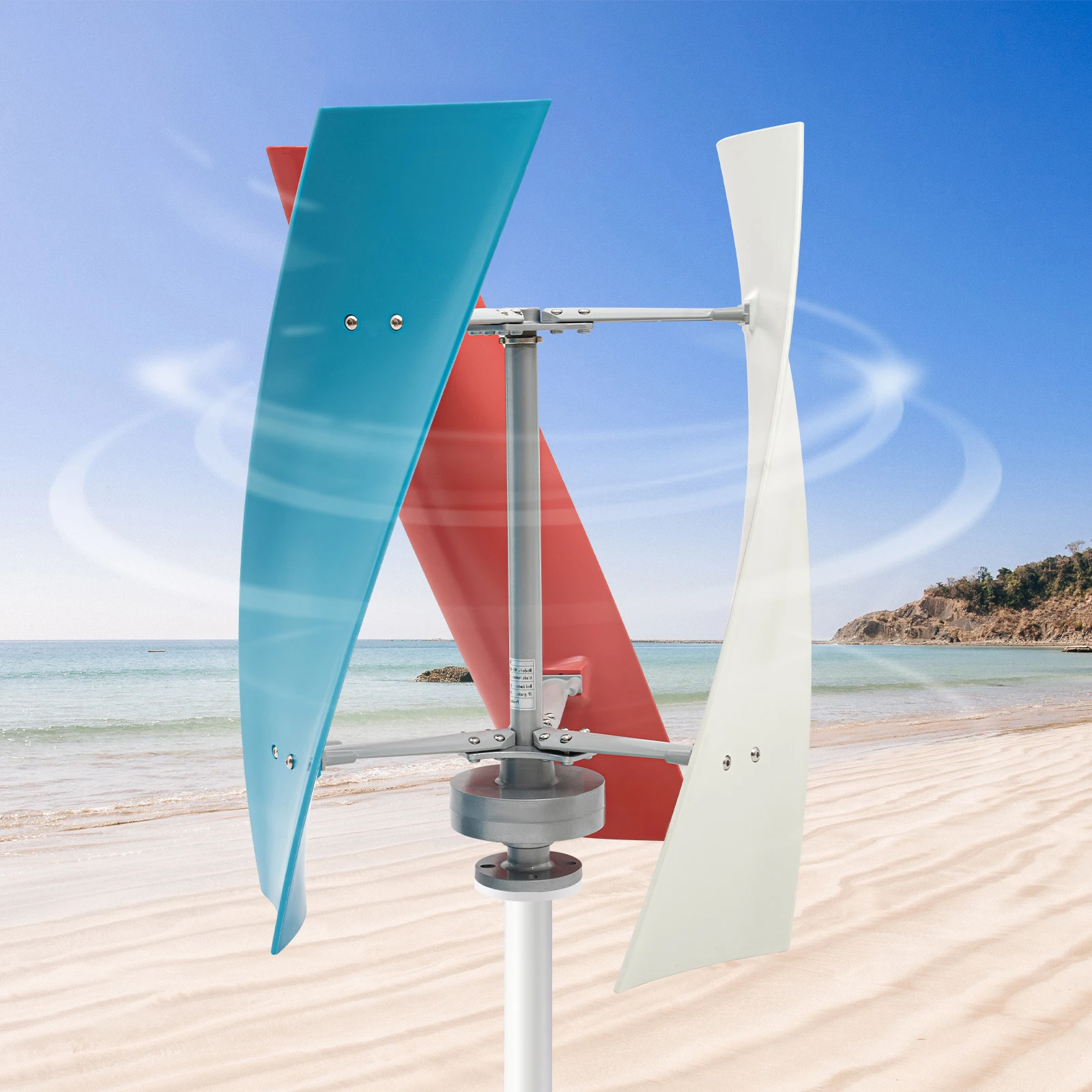 400W Vertical Axis Wind Turbine Generator, Low Start-Up Wind Speed 2.5m/s, 12V Off-Grid System with MPPT Controller, Silent Durable Nylon Blades for Home RV Boat Marine Use (3-Blade)