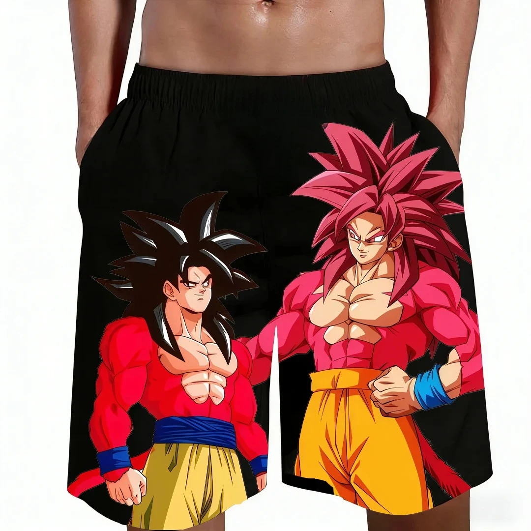 2026 New Dragon Ball GT Goku Super Saiyan 4 Anime Print Beach Shorts Casual Loose Family Matching Outfits Summer Quick Dry Pants