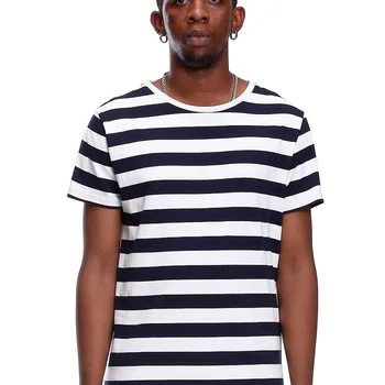 남성용 스트라이프 티셔츠, 슬림핏, 블랙, 화이트, 네이비, 레드, 이븐 스트라이프 티셔츠, 반팔 패션, O넥 스트라이프 탑 티 