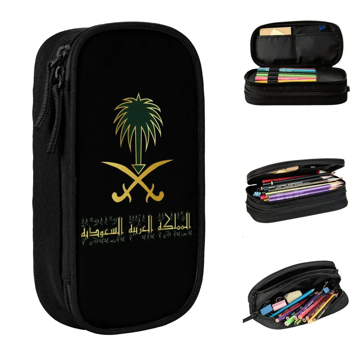 

Saudi Arabia Emblem Pencil Cases Pencil Pouch Pen for Girls Boys Large Storage Bag School Supplies Zipper Stationery