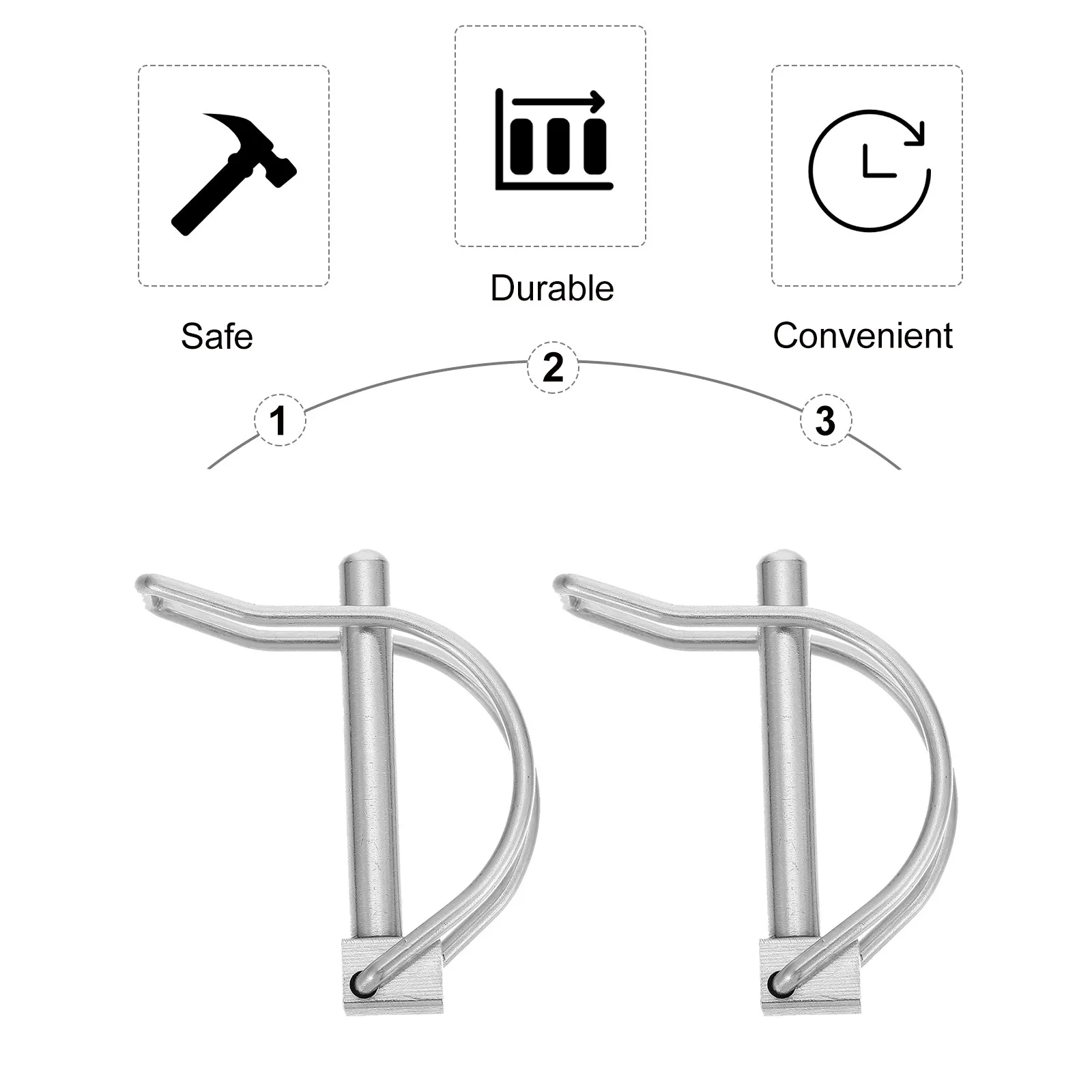 2Pcs Stainless Steel Safety Coupler Pin Shaft Locking Hitch Pin for Trailer Boat Lawn Farm Applications Stroller Safety Lock