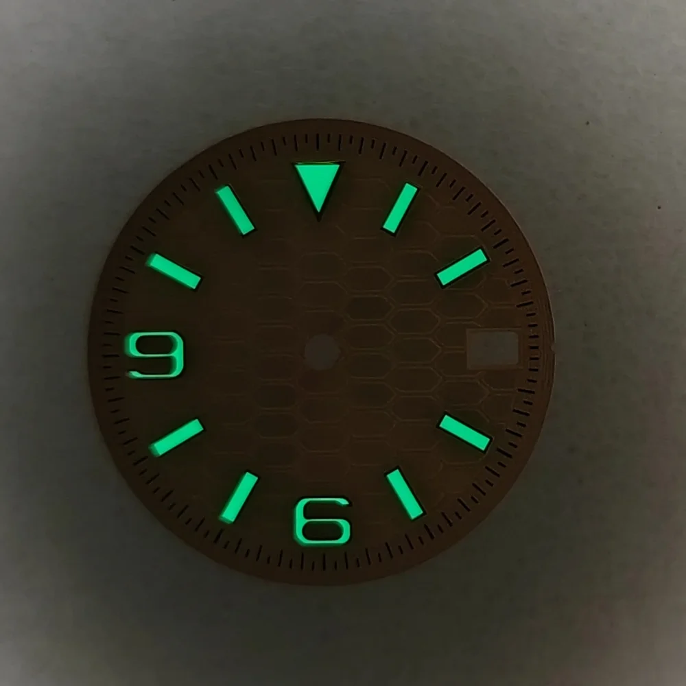 New NH35 28.5mm Digital Sunray Dial Single Calendar Silver/Gold/rose Nail Dials Green Luminous for NH35 NH36 Movement No Logo