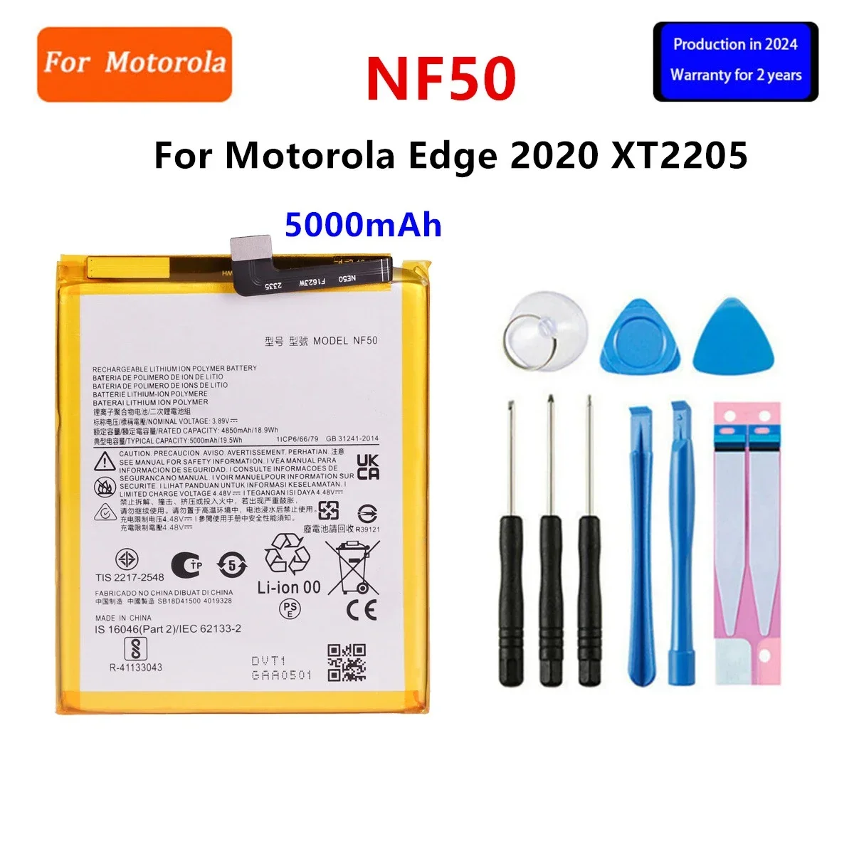 

100% Original NF50 5000mAh Battery For Motorola Moto Edge 2020 XT2205 Mobile Phone Batteries +Tools