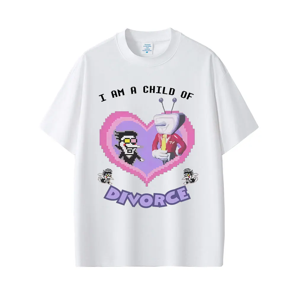 Spiel Deltarune Spamton und Tenna I Am Child of Divorce Lustige Meme T-shirts Männer Frauen Casual Baumwolle Vintage Übergroßen T Shirts – Detail 5