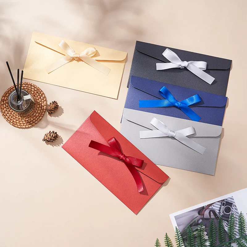 Custom. Bowknot Greeting Card Envelope Thickened Iridescent Paper Ribbon Envelope Can Make Invitation Envelope Acti