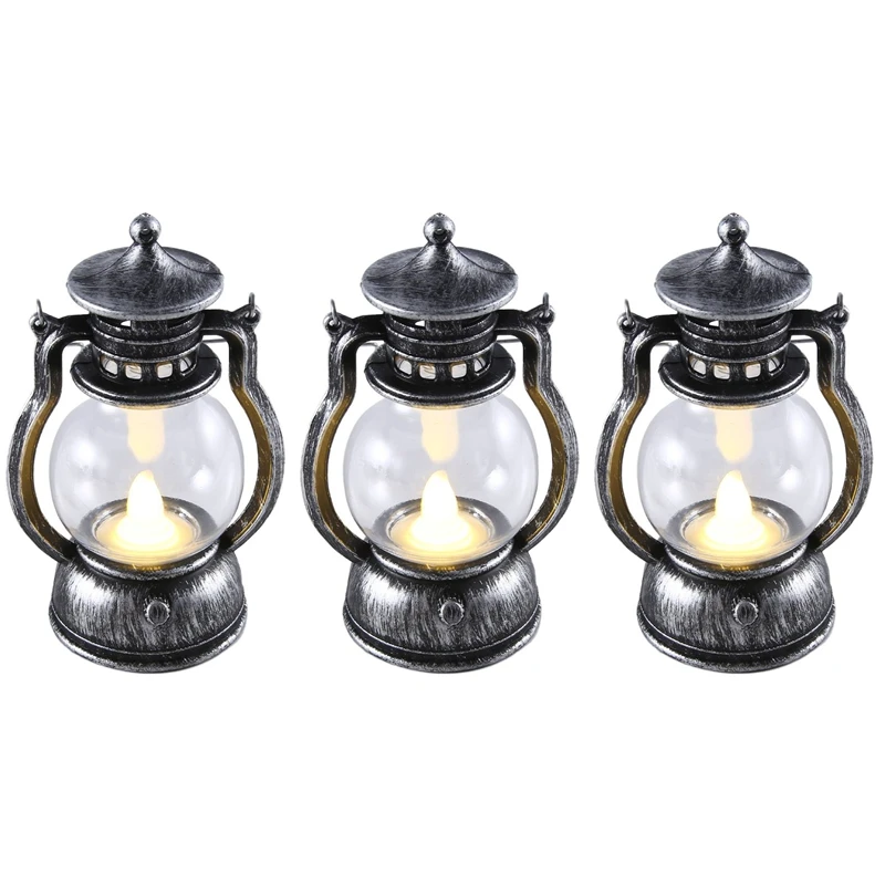 12 Pcs Mini Lantern Decorative With LED Candle Vintage Lantern Hanging Candle Lanterns Battery Operated Lantern