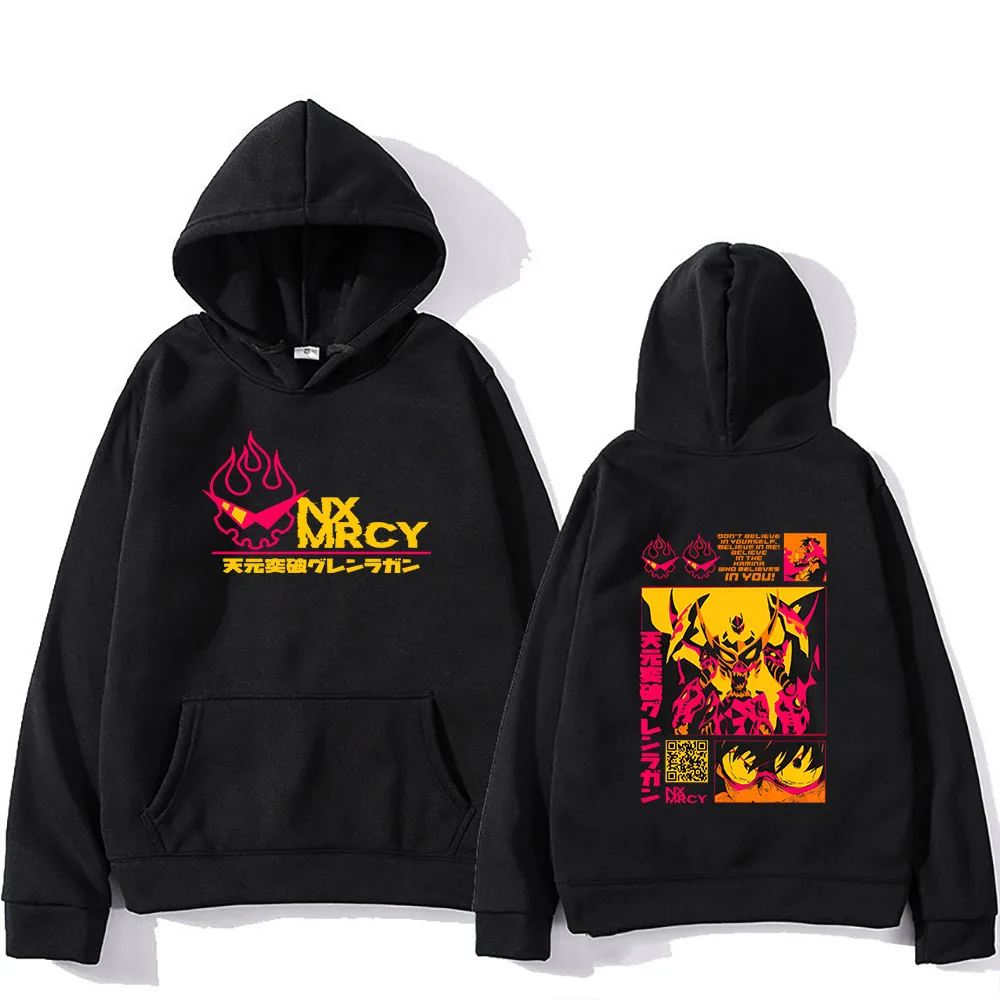 Tengen Toppa Gurren Lagann Hoodie Japanese Anime Double Sided Print Sweatshirt Boy Long Sleeve Hip Hop Streetwear Unisex Hoodies