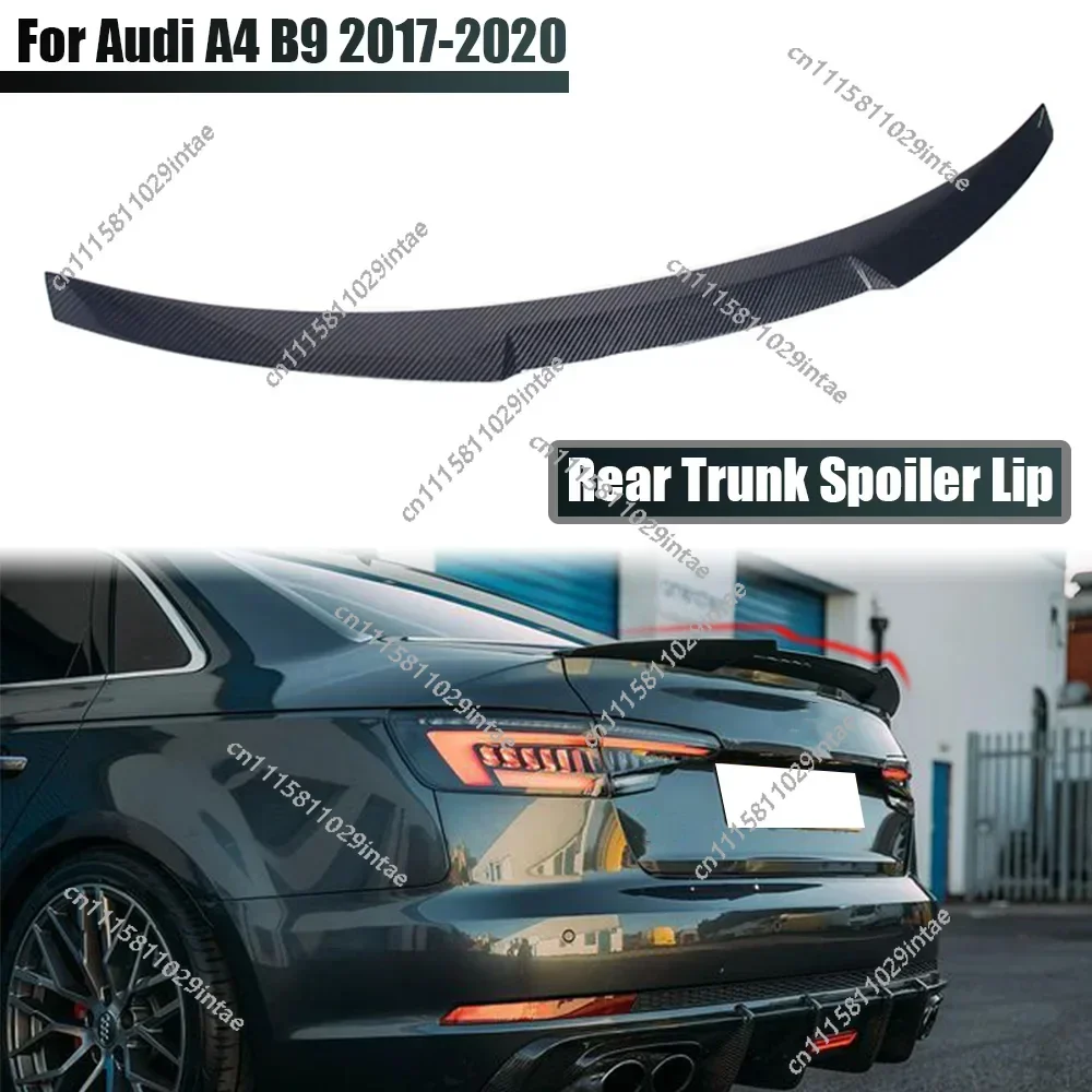 Black / Carbon Look Rear Spoiler Wing Lip Extension Rear Trunk Spoiler Lip Boot Wing Lip For Audi A4 B9 S4 S-line 2017-2020