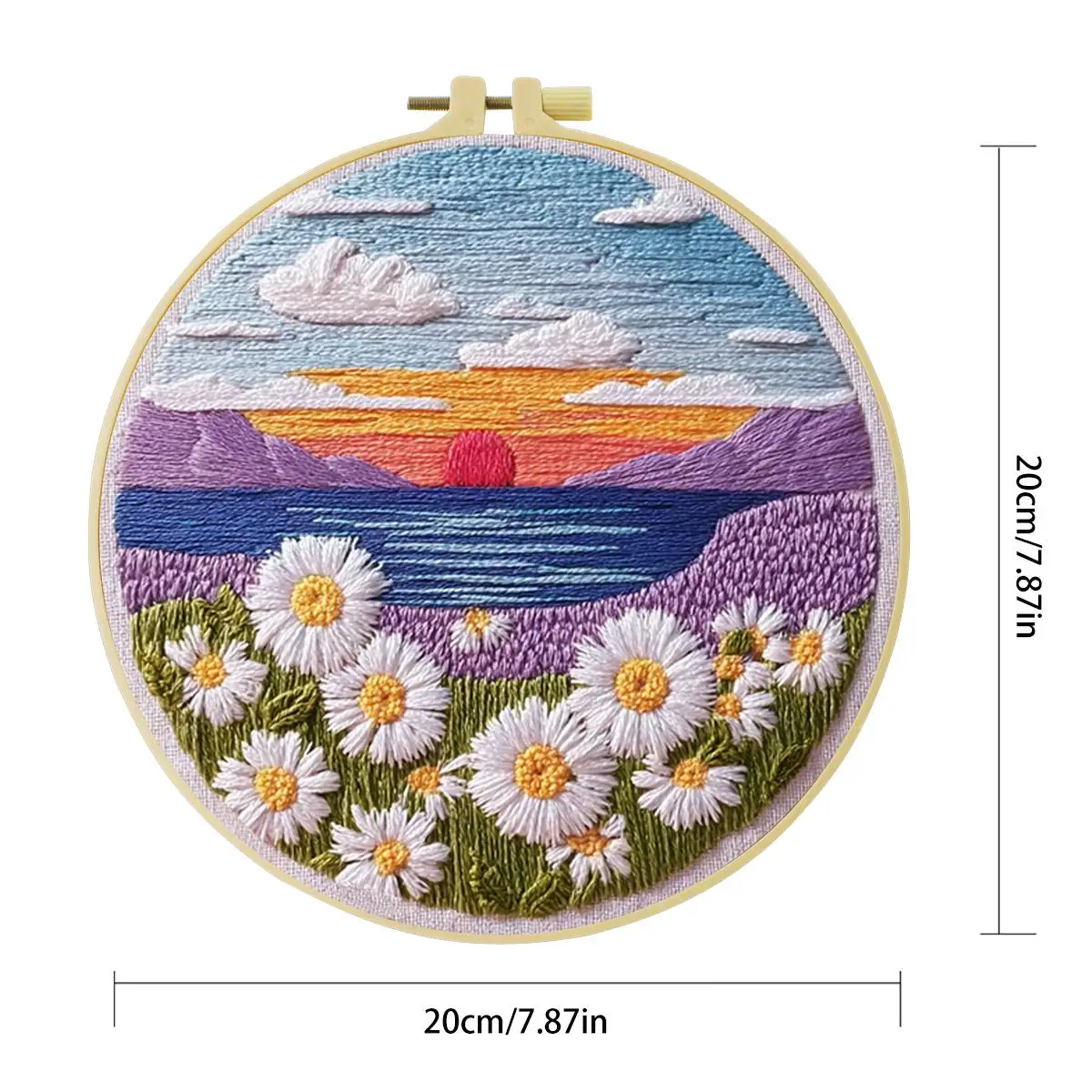 1 Stück 20X20CM/15X15CM 7,87/6,3 Zoll Blumen-Stickerei-Starter-Kit DIY-Kit DIY-Stickerei-Set Handarbeiten Nähkunst Heimdekoration – Detail 4